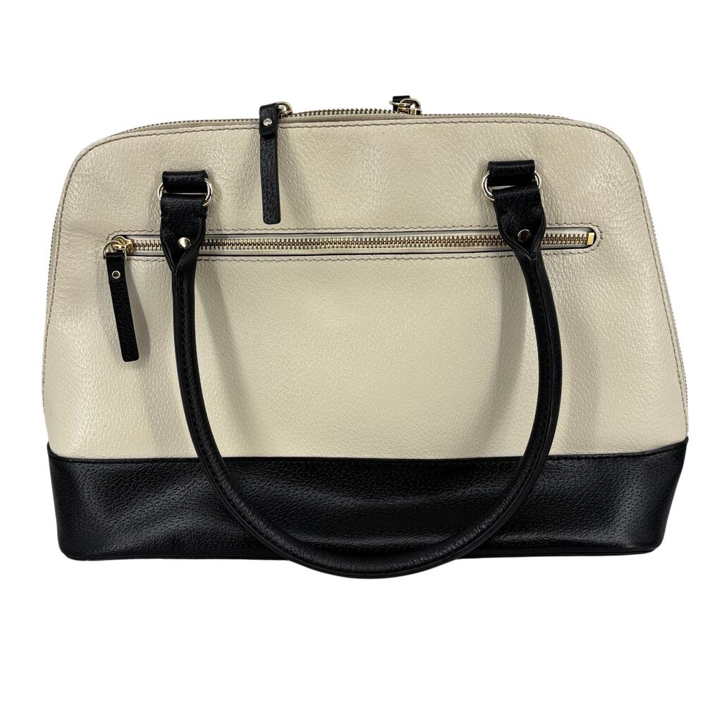 Kate Spade Rachelle Berkeley Satchel Handbag Cream Black Leather Double Handle - Picture 10 of 16